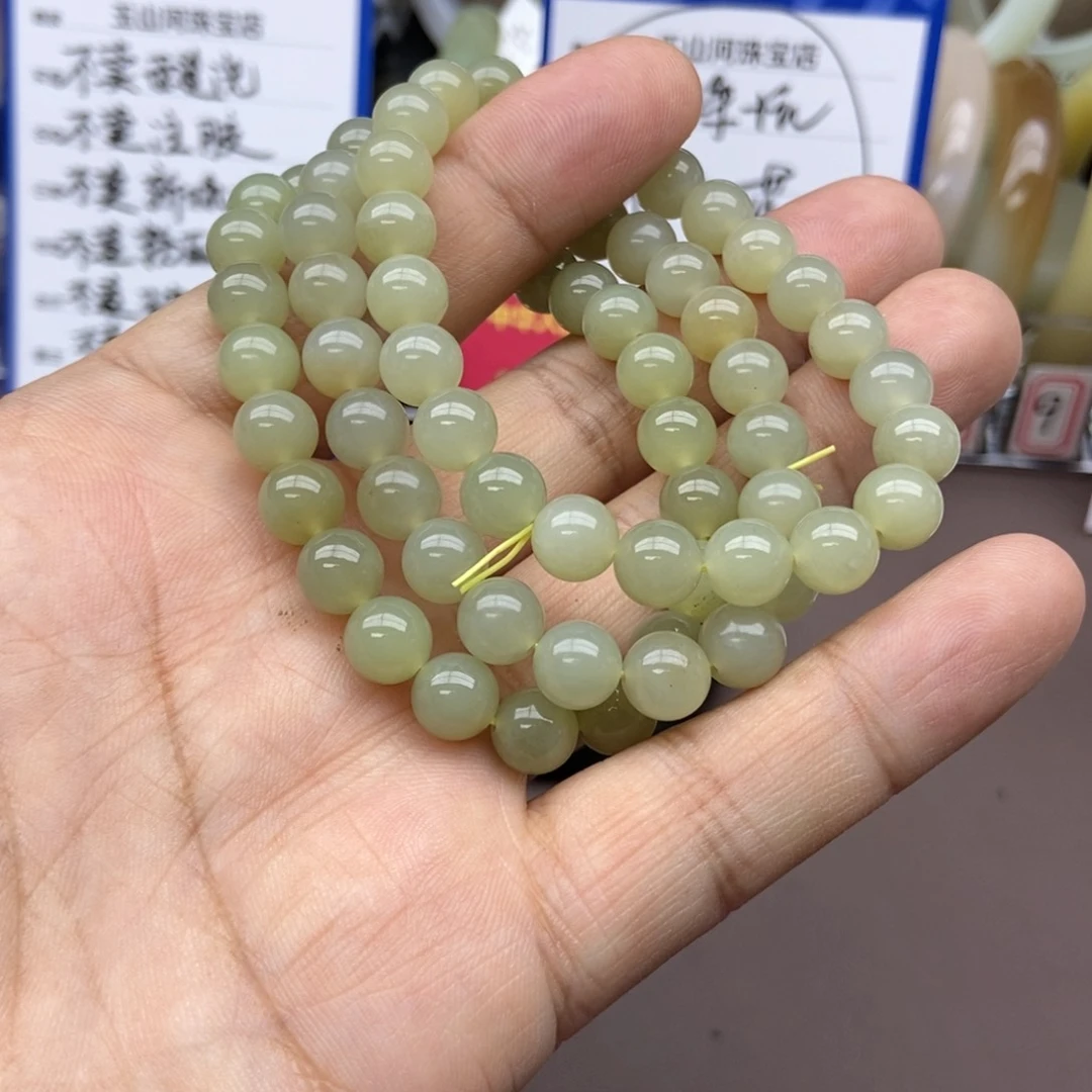 和田玉手串未镶嵌卡8