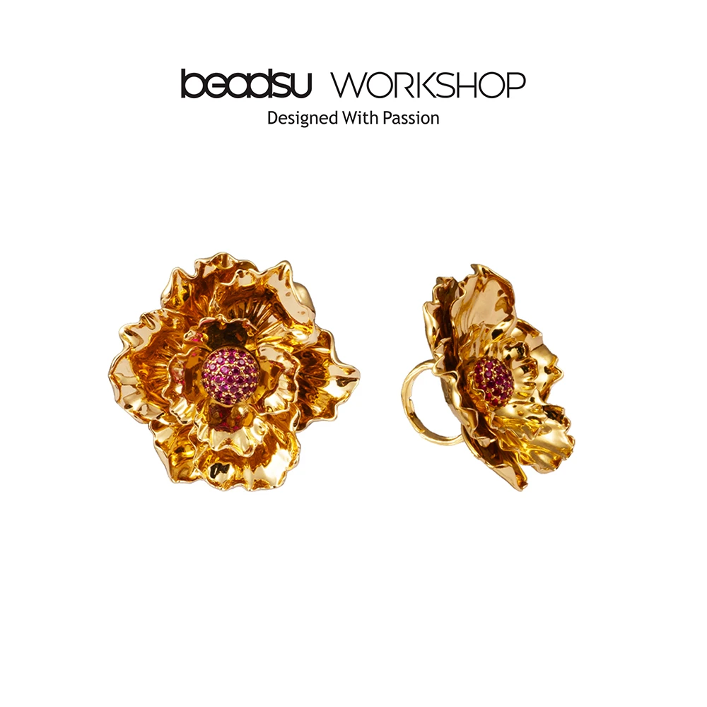 铜合金锆石戒指 beadsu workshop 芙蓉花开戒指 MQ031