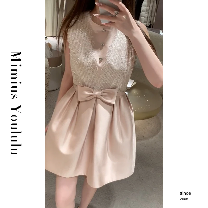 【mimius】&喵喵 芭蕾风粉色富家千金蝴蝶结公主裙 G02004