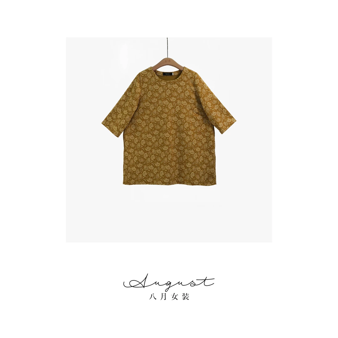 【BAYUE】3682秋季日常印花圆领腰果花常规款T恤春秋欧若动感风