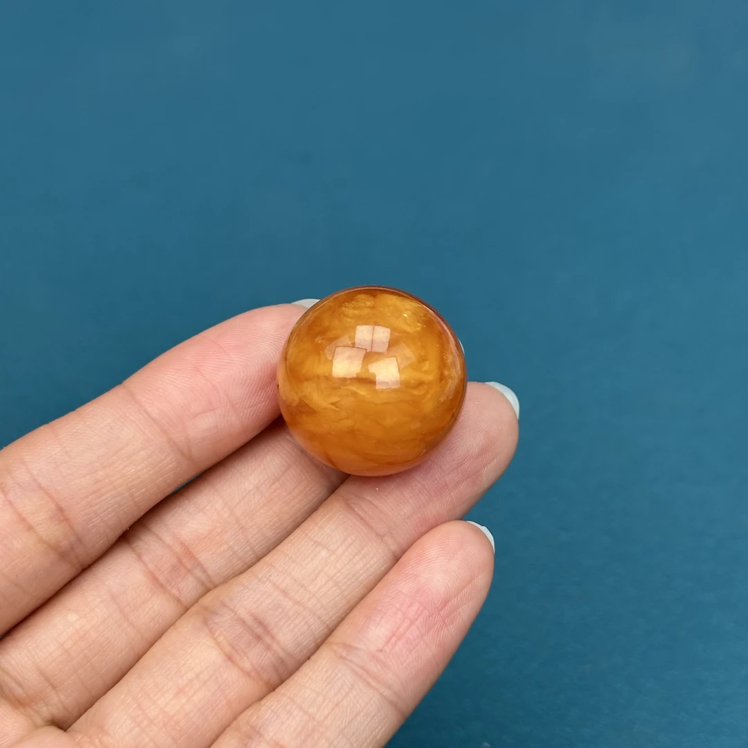 Y4285天然原矿蜜蜡鸡油红圆珠 22.4mm抖音基地质检发货