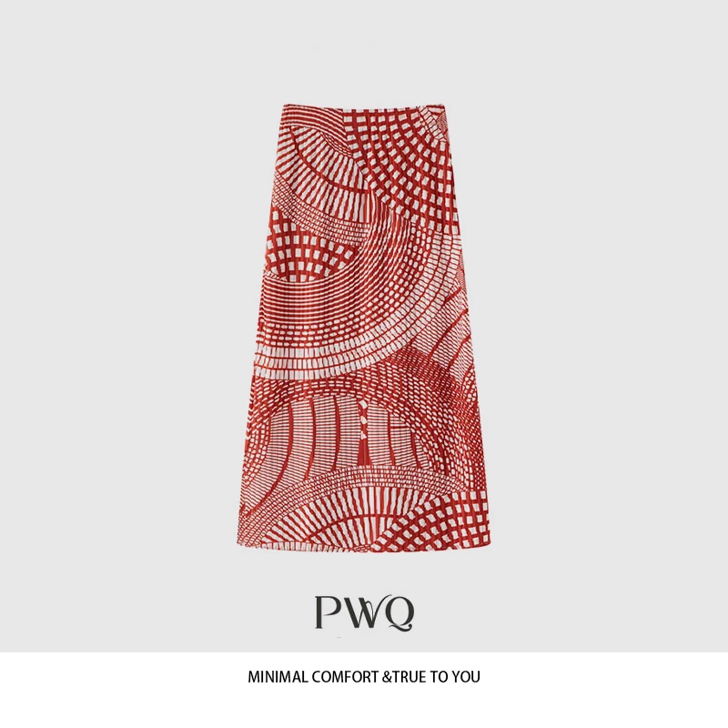 【民族绚烂】半身裙三宅褶皱时尚印花直筒裙ABG-25523XS5