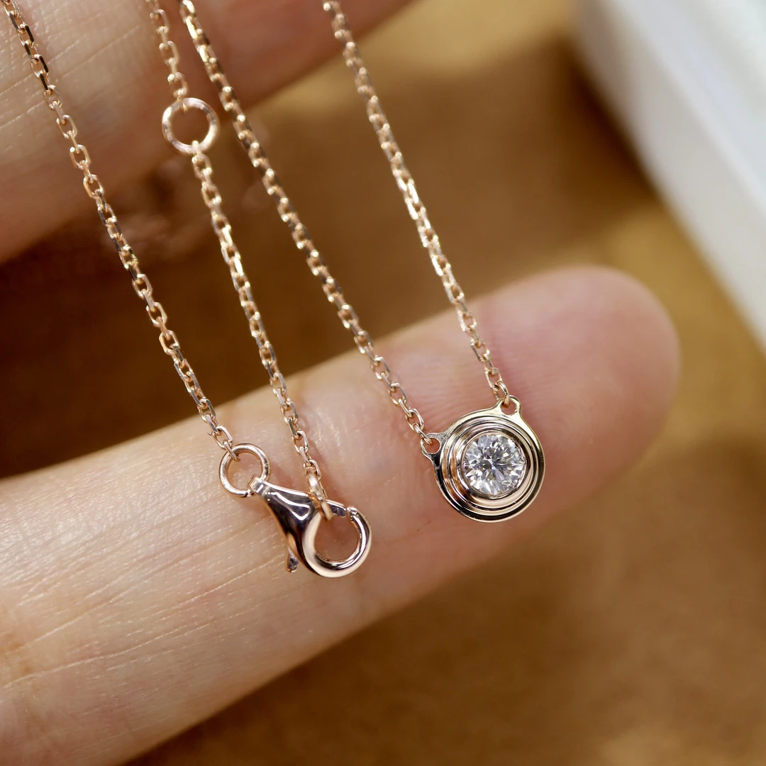 18K金钻石泡泡项链 20分45cm 简约百搭时尚