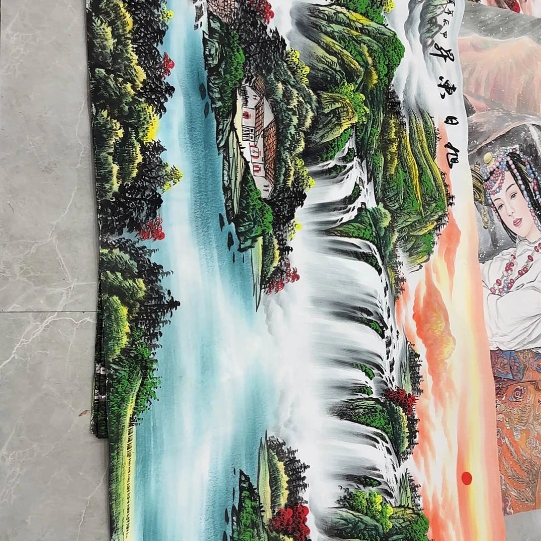 国画无*尺寸70X240手绘作品