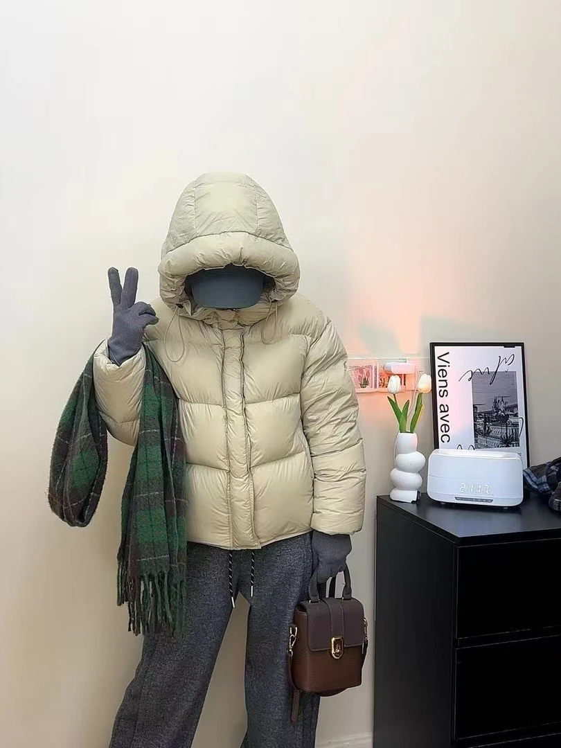 【1雪专属】加厚保暖泡芙宽松90绒羽绒服 连帽休闲百搭泡芙面包服