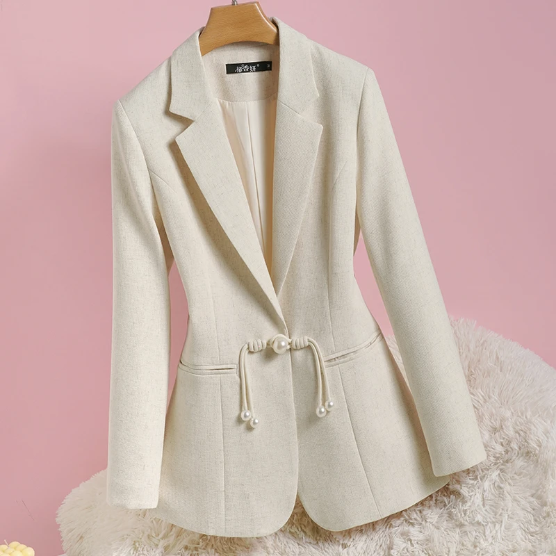 大码女装中式国风盘扣西装外套2025新款气质春秋时尚休闲西服上衣