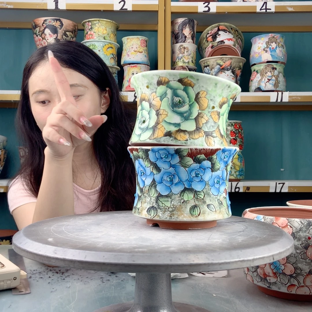 我***廉景德镇手工花盆868