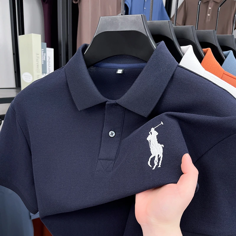 【100%棉】保罗短袖POLO衫男士夏季潮流纯棉翻领T恤小马标刺绣美式