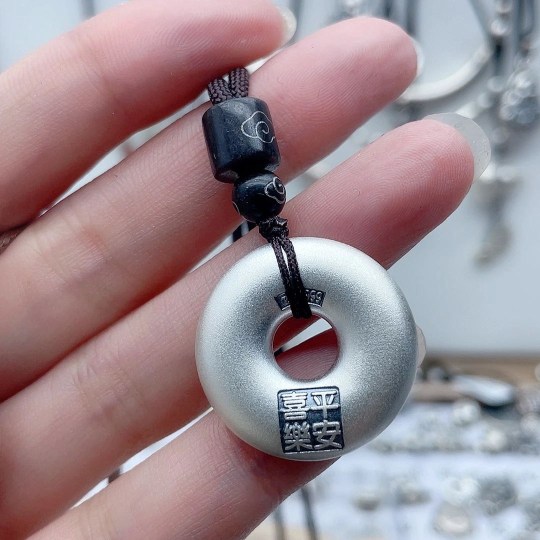 吊坠足银足银吊坠实心平安扣