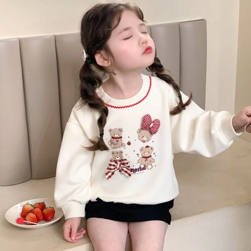 女童卫衣春秋款2025新款洋气时髦韩版可爱儿童春季长袖T恤打底衫