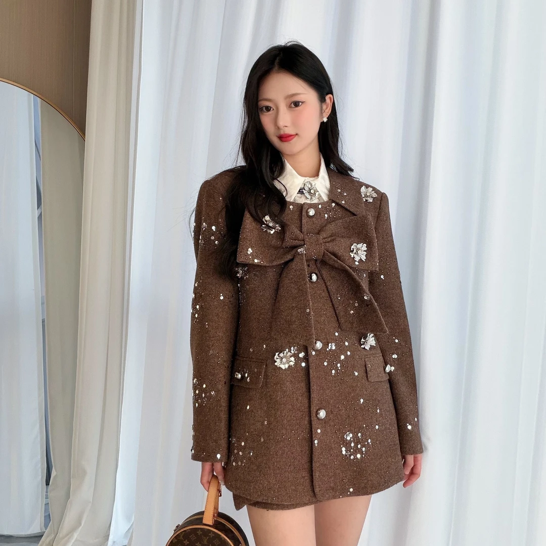 【CG-Y】(摩卡旋律)小香风立体珠片绣蝴蝶结设计感套装2026春