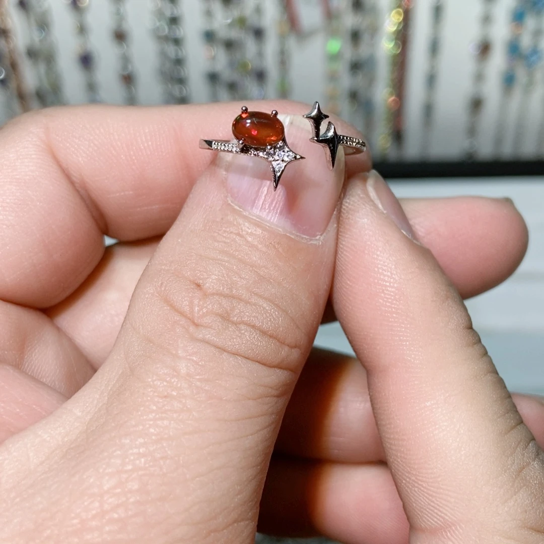 绿水晶戒指银S925镶嵌