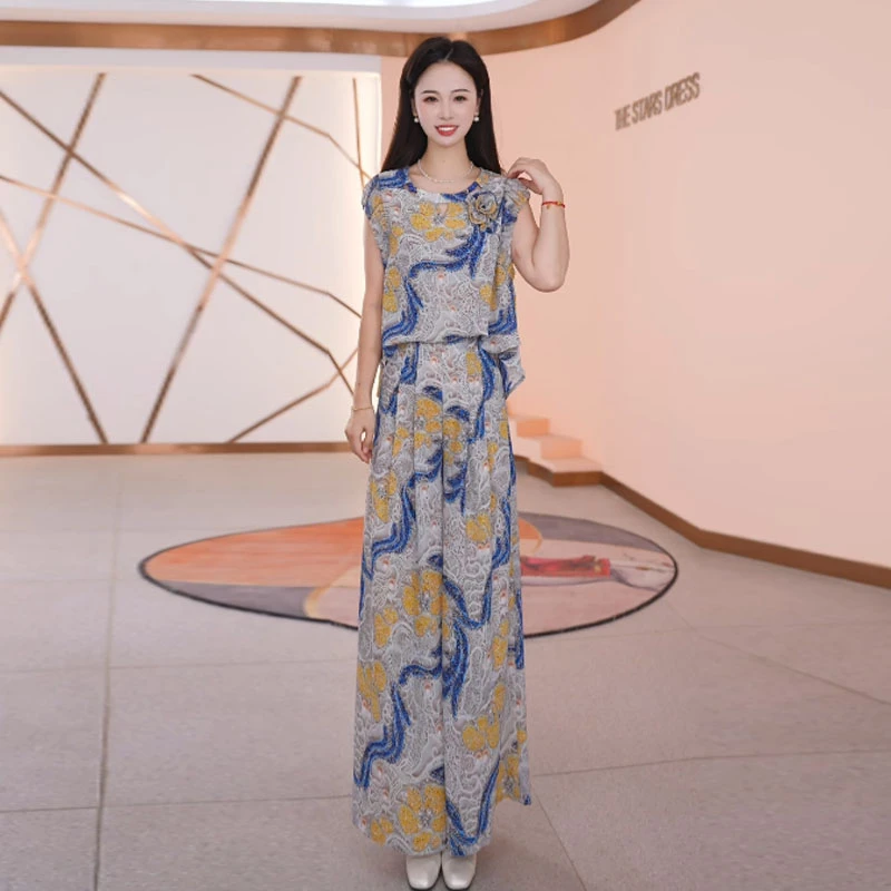 【两件套】夏季时尚女神修身洋气宽松气质休闲百搭显瘦减龄女装套裤