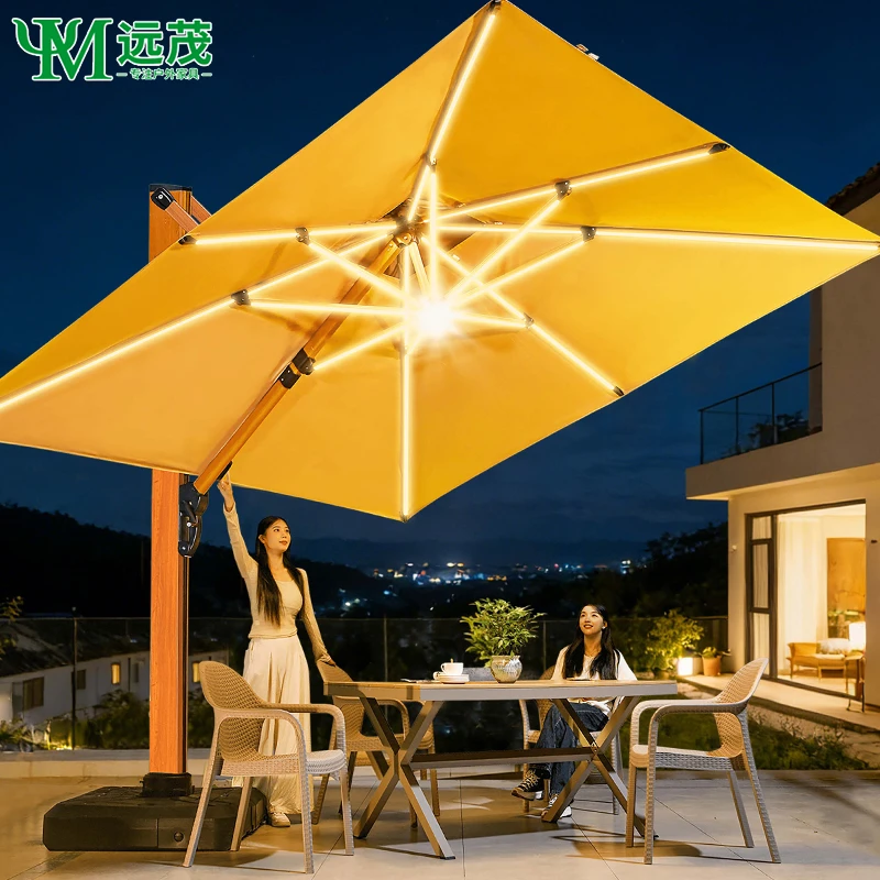 【远茂品牌】高端户外遮阳伞庭院伞带灯太阳能室外露台花园罗马大伞
