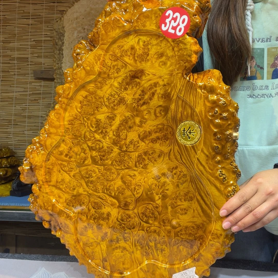 缅甸黄金樟全实木根雕茶盘