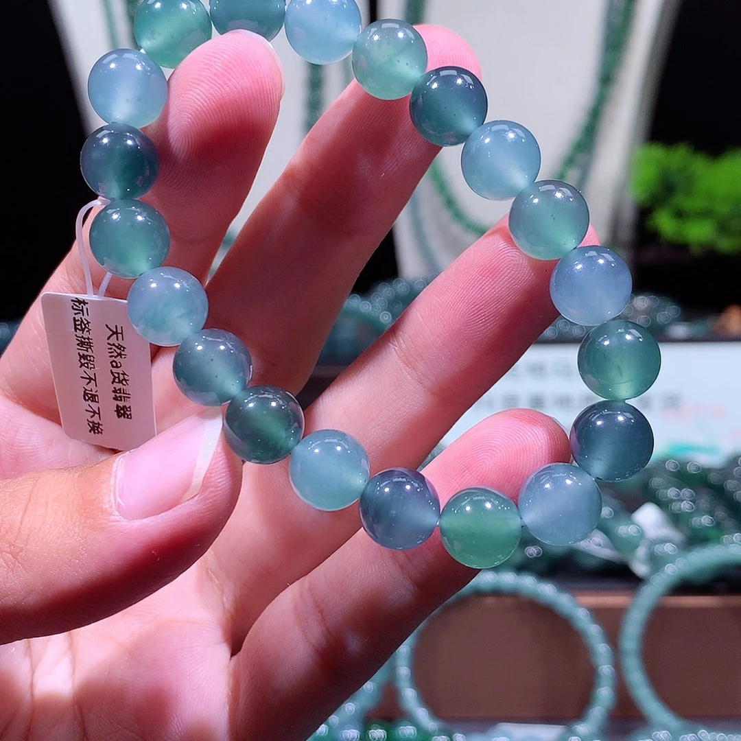 翡翠未镶嵌手链天然a货翡翠手串9.8