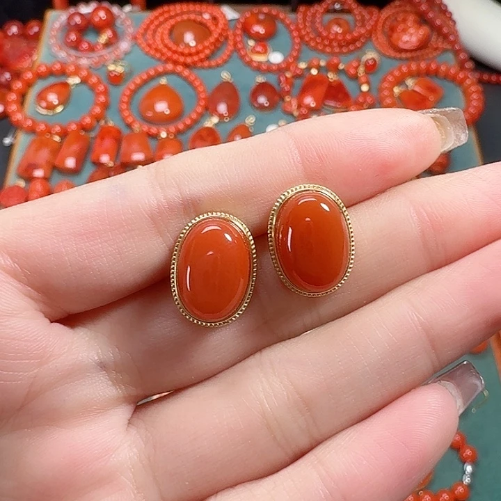 南红玛瑙银S925镶嵌14+