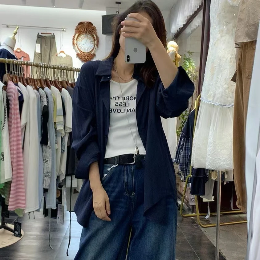 春秋新品通勤森系百搭韩范背心长袖衬衫衬衣两件套减龄舒适松弛感