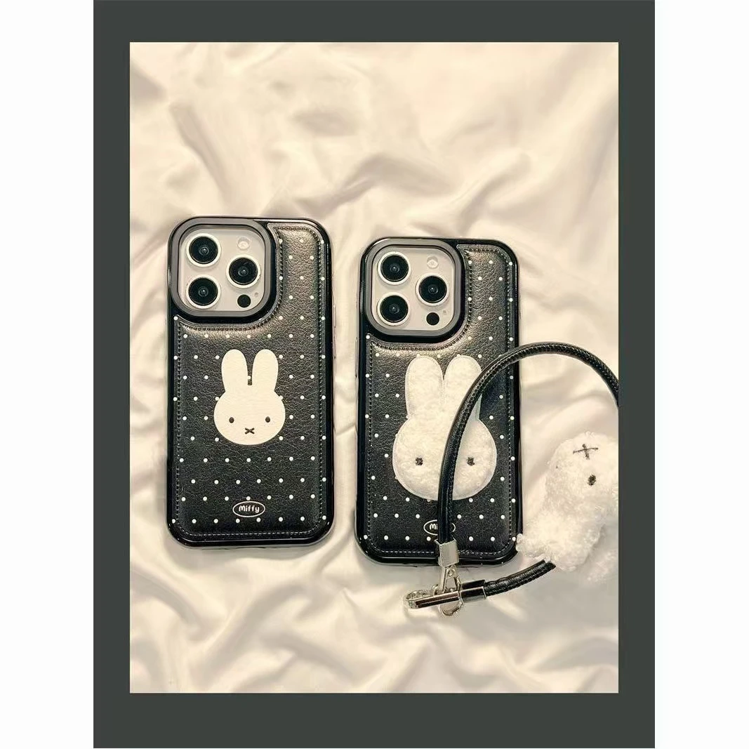 ins可爱白波点米菲兔适用于iphone17Promax手机壳16苹果15/14防摔
