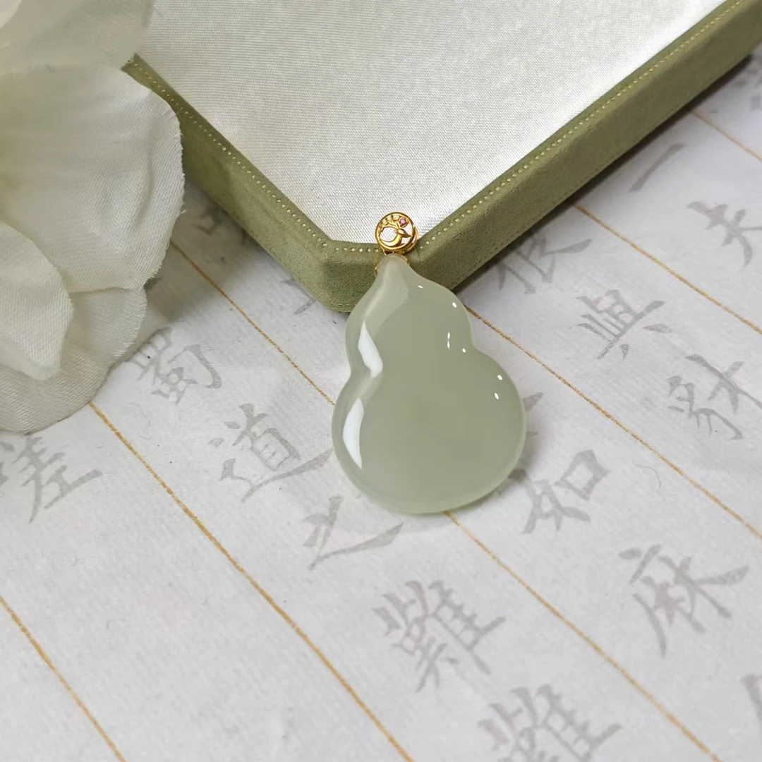 【小池专属】18K和田玉福禄双全平面葫芦吊坠 34*25*7mm YJX0395