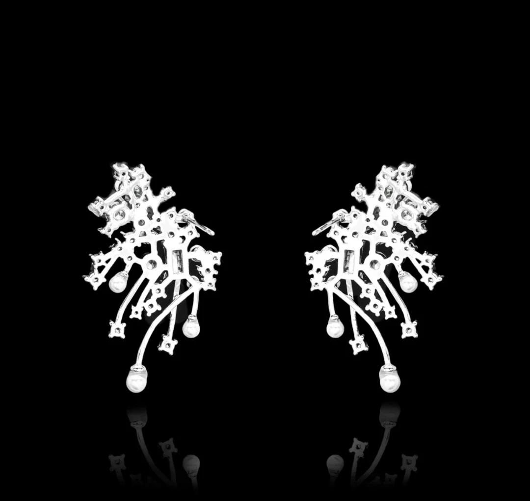 铜合金仿珍珠耳饰 铜合金仿珍珠耳饰 艾米S353银色时尚气质耳环