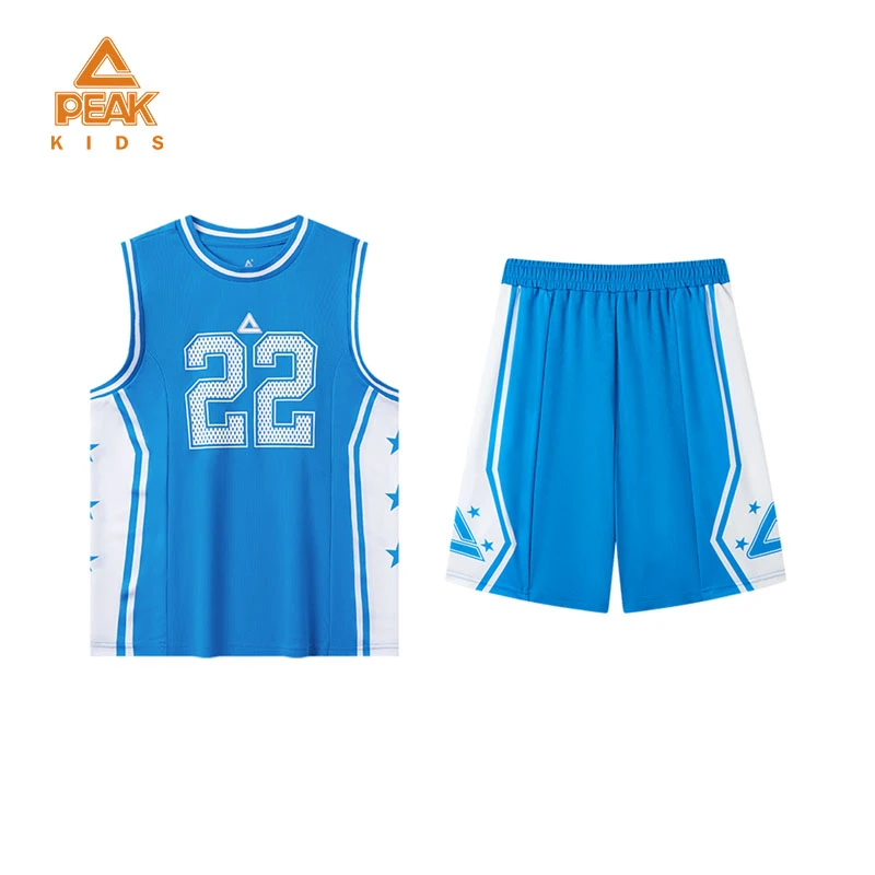 peak/匹克童装儿童篮球套装新款运动服速干大童无袖球服FK742021