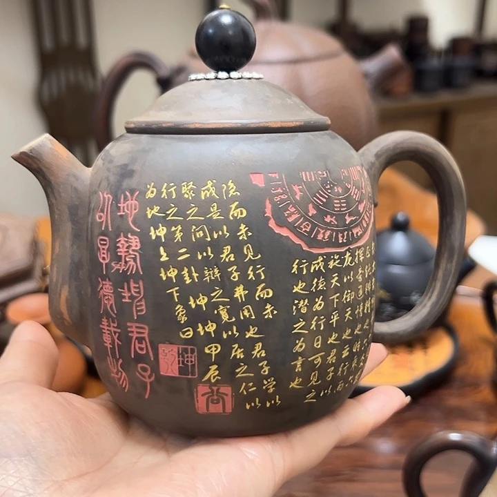 壶建水紫陶手磨壶壶