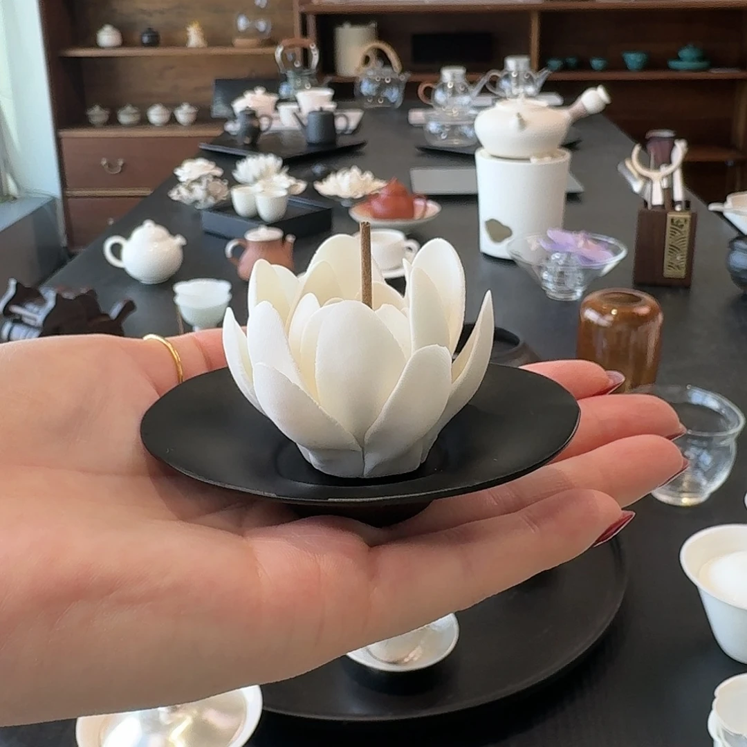 小莲花香插+杯垫 2件套