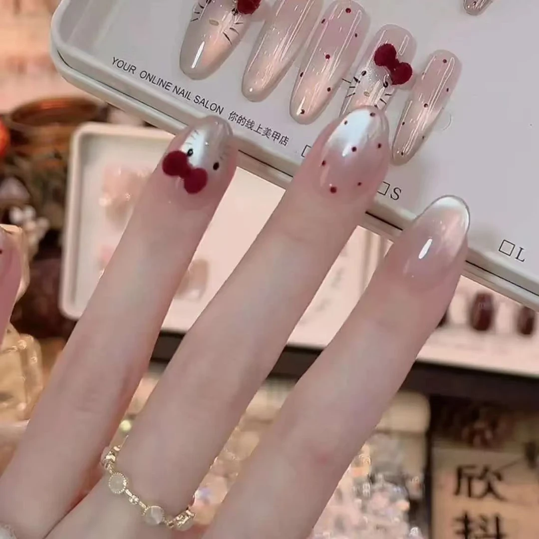 【追光丝绒kt猫】可爱小猫穿戴甲温柔气质不伤手指可重复使用甲片