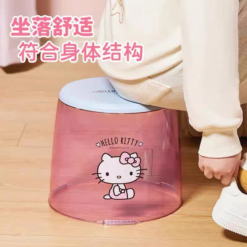 KT喵收纳凳家用收纳桶矮凳可爱透明卡通玩具整理神器女