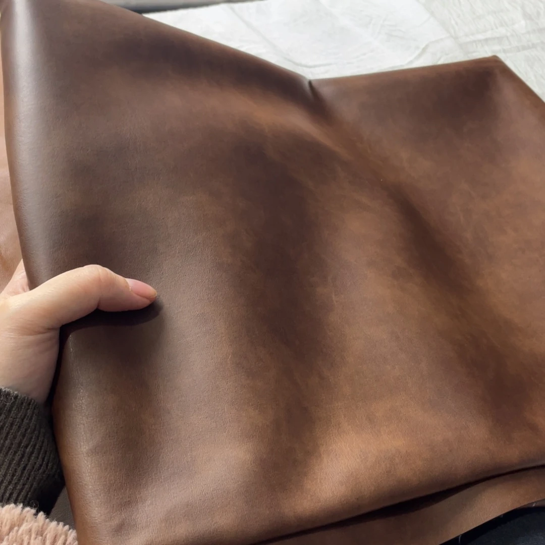混纺咖色棉底1米皮