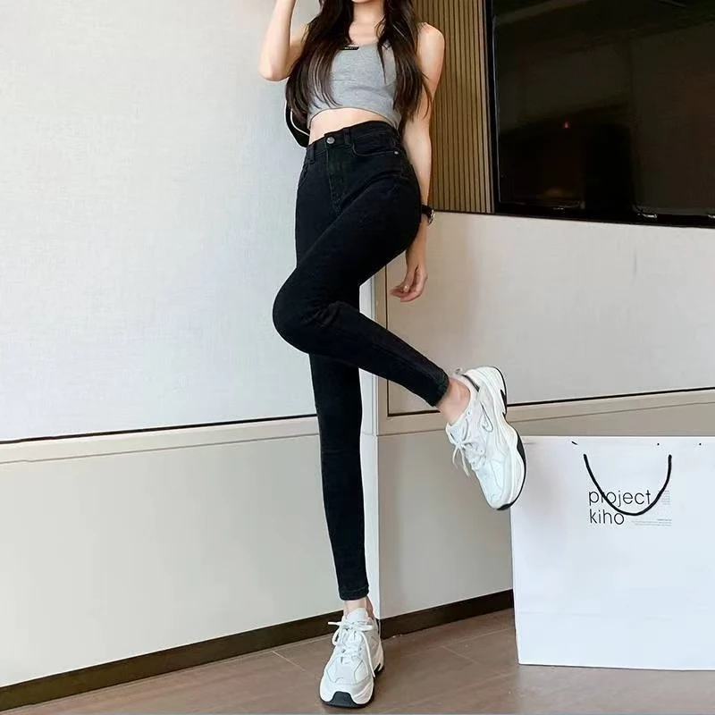 牛仔裤女2025秋季新款高腰显瘦百搭紧身弹力小脚铅笔裤子