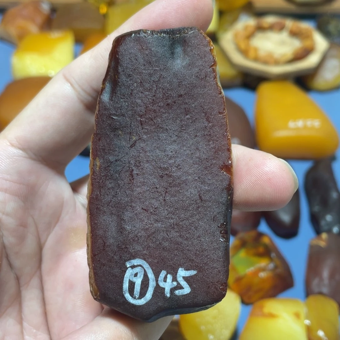 未镶嵌定制蜜蜡双面留皮切牌