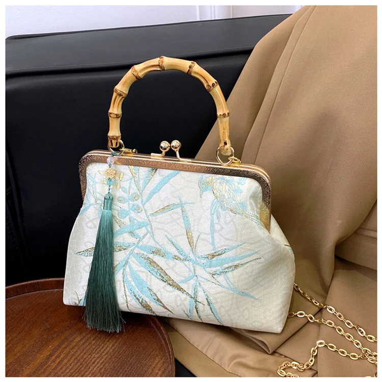 【仿竹节】国风旗袍包翠竹刺绣晚宴包2024年夏新品小清新单肩包A001