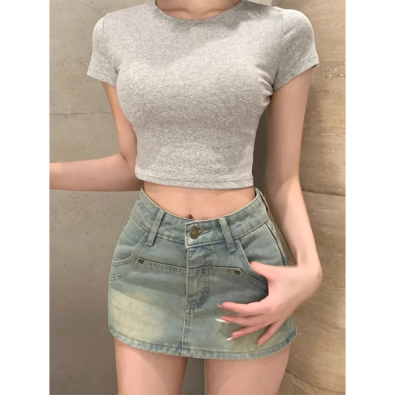 牛仔半身裙女夏季2025新款复古辣妹高腰a字防走光包臀裙短裙裙裤