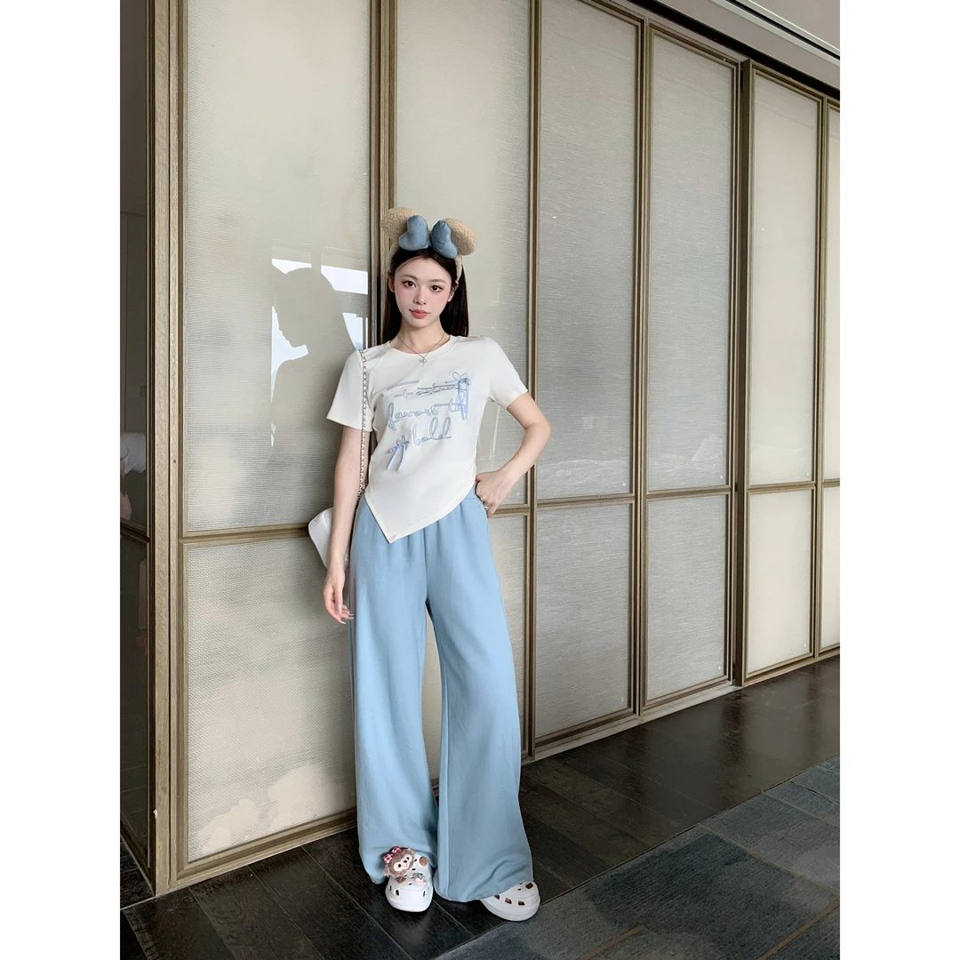 我是你的cc阿 海岸岛屿~松弛感阔腿束脚裤女夏季宽松直筒休闲裤