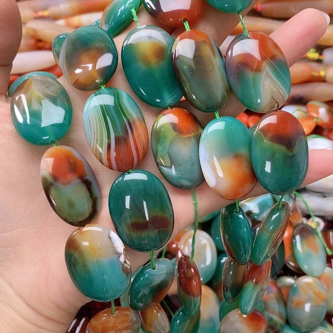 玛瑙/玉髓合金珠宝半成品孔雀玛瑙一条