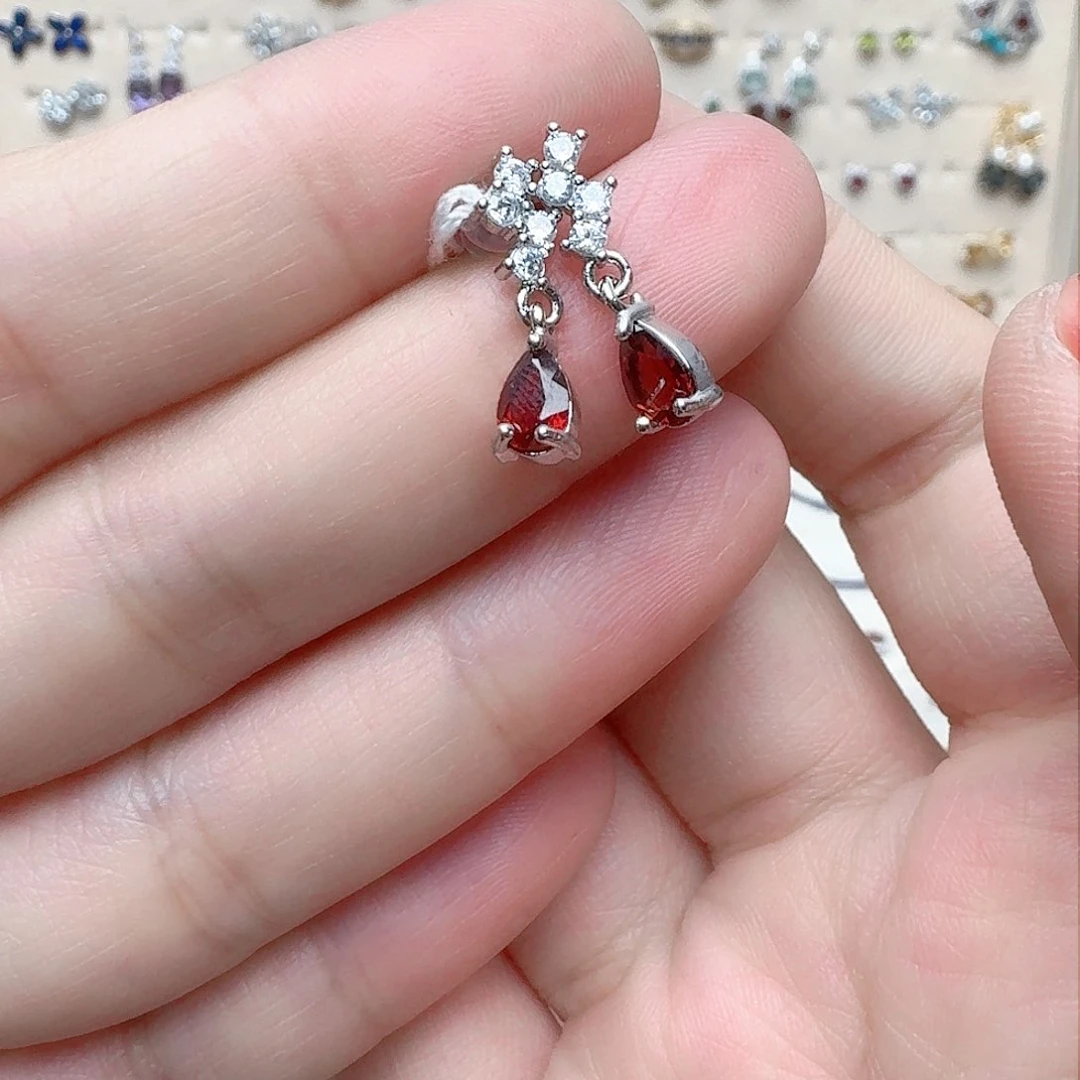 石榴石耳饰未镶嵌耳钉A18
