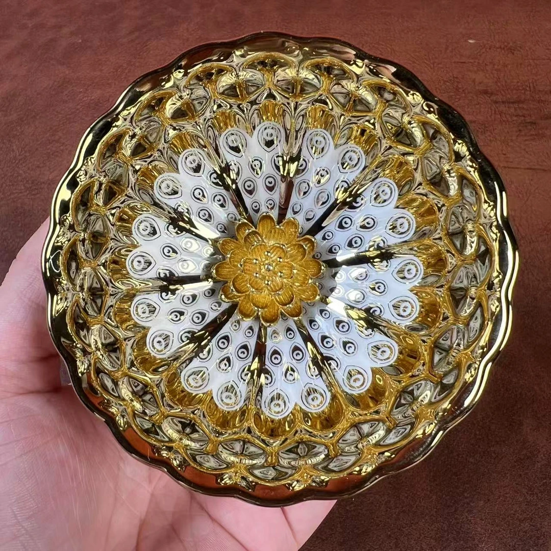 手工茶器 金玉满堂【金莲花孔雀眼】主人杯A