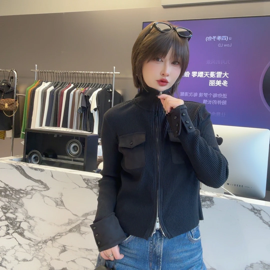 NH高领拉链双兜开衫修身显瘦百搭气质上衣8711