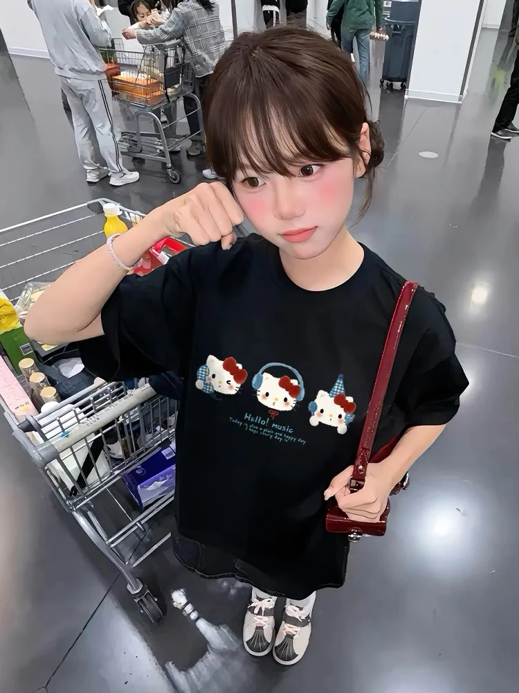 可爱~新款kitty猫T恤 100%纯棉学生甜美可爱短袖t恤女夏季设计感
