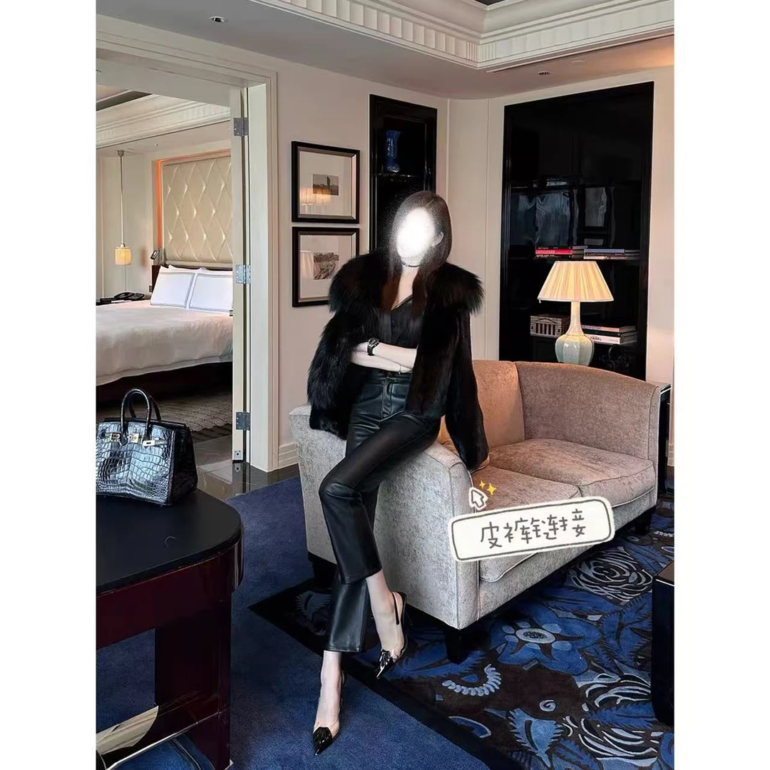 自制法棍九分皮裤99cm磨毛款825-1