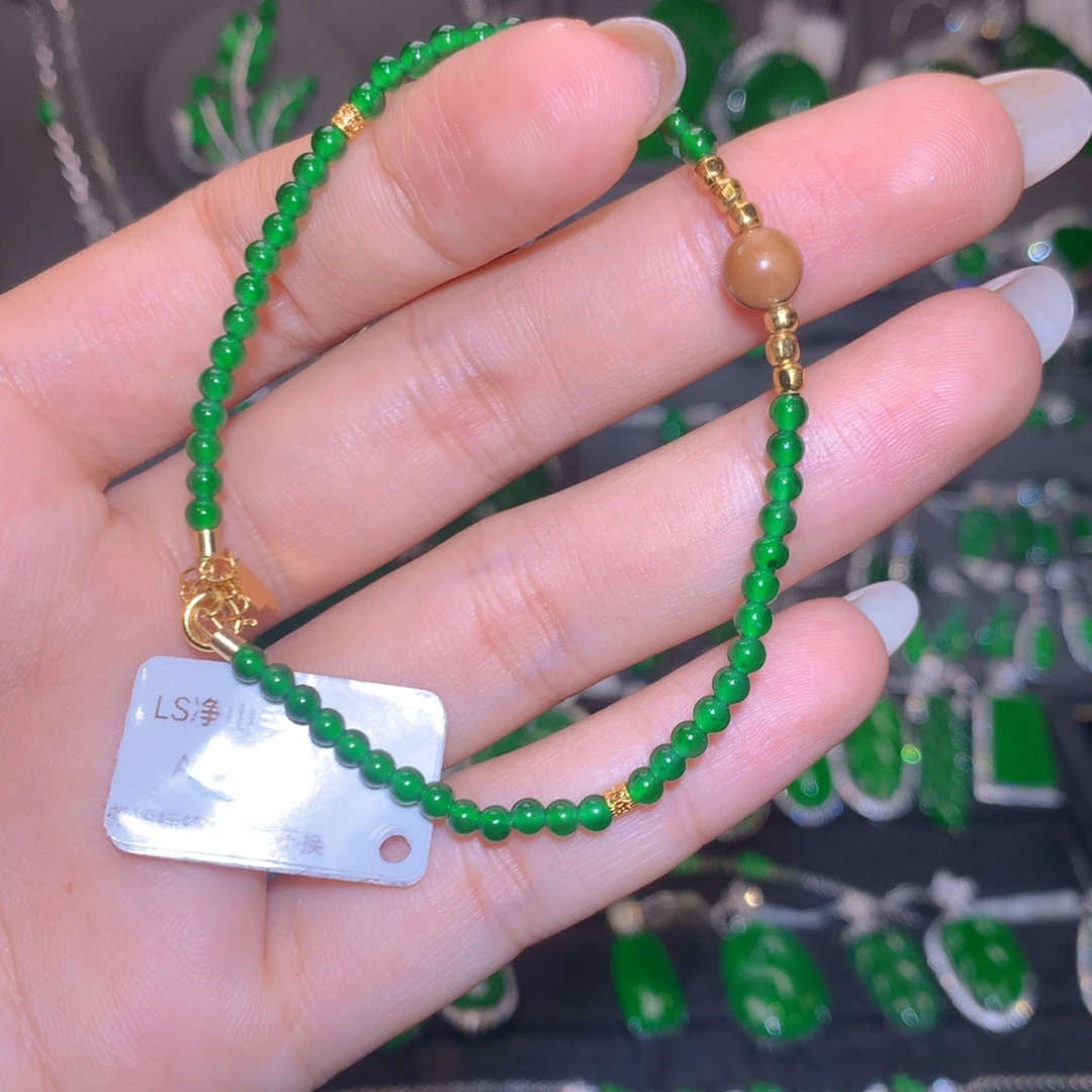 银S925镶嵌手链翡翠米珠