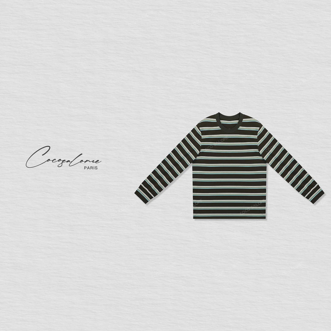 韩彬彬"小森林"早春100棉撞色条纹慵懒长袖958Y-16