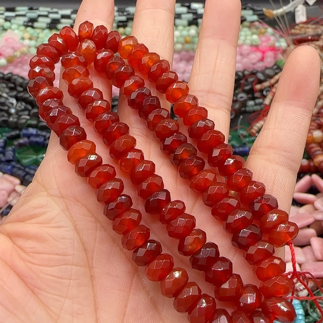 合金玛瑙/玉髓珠宝半成品红玛瑙7mm一条
