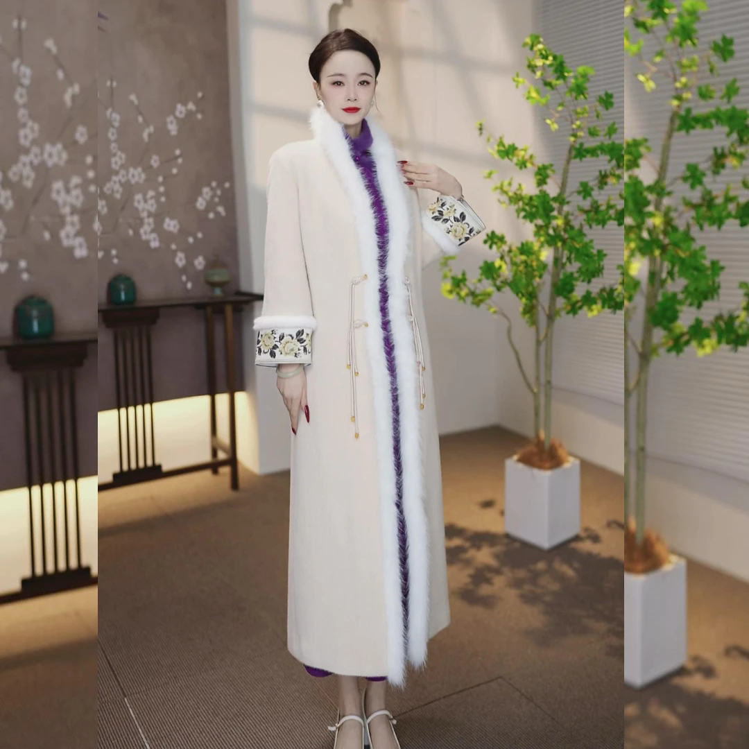 【YU-35】【加棉加厚】冬款大衣新款修身显瘦长款风衣棉服毛呢外套女