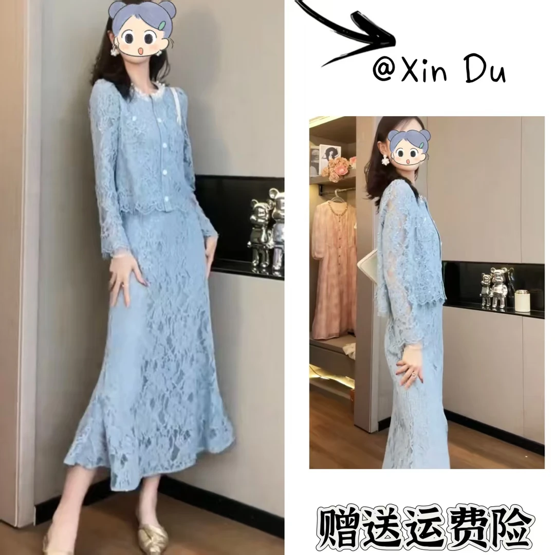 2025秋季新款时尚显瘦气质女士网红洋气两件套百搭款D22396