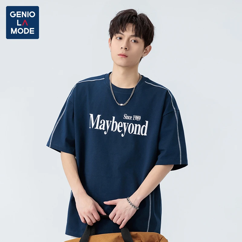 GENIO LAMODE轻科技字母印花短袖t桖男女款夏季潮牌高街凉感体桖