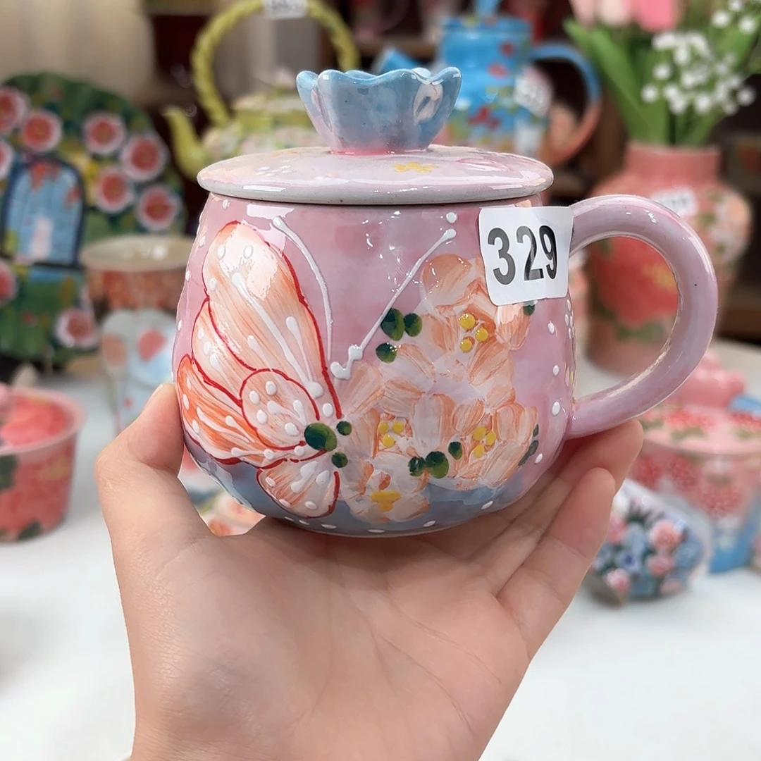 来***女景德镇手绘高温釉下彩陶瓷茶具