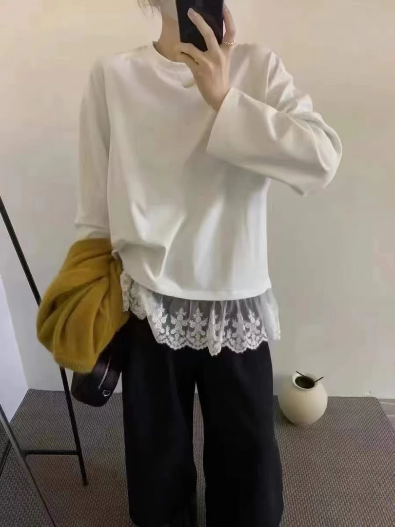 2025春装新款百搭蕾丝边上衣